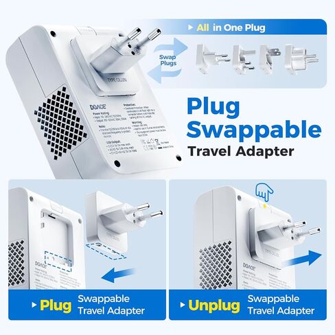 DOACE 350W 220V to 110V Converter for European Travel, Cordless Voltage Converter US to Europe for Using Most U.S. Travel Devices Abroad- Hair Straightener Curler Shaver Toothbrush Laptop Camera Phone in Kuwait