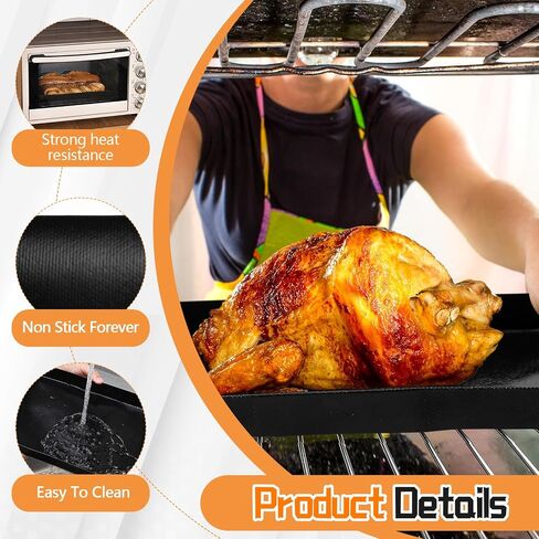 2 Pcs 8.5 x 11.5 x 1 Inch PTFE Solid Oven Basket Non Stick Cooking Basket Cooking Trays for Quick Oven Accessories Baking Chips Chicken Wings Bread Heating in Saudi Arabia