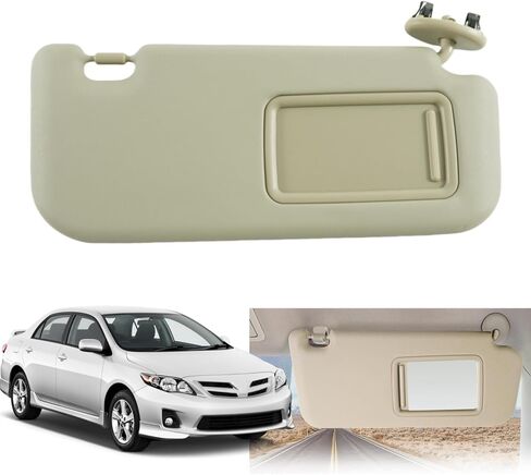 Beige Sun Visor for Toyota Corolla 2007-2013 Accessories Leather Car Sun Protection Visors Replacement with Mirror Replace:74320-02711-E0,74310-12L80-B0 (Driver&Passenger) in Saudi Arabia