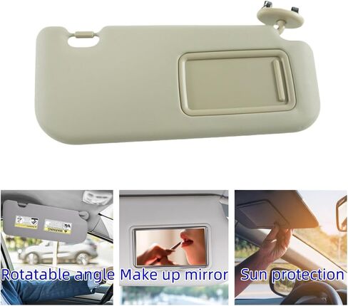 Beige Sun Visor for Toyota Corolla 2007-2013 Accessories Leather Car Sun Protection Visors Replacement with Mirror Replace:74320-02711-E0,74310-12L80-B0 (Driver&Passenger) in Saudi Arabia