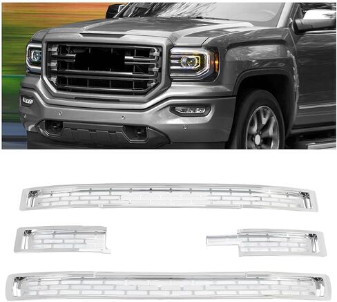 kuafu 4pcs الشبكة الأمامية Chrome insert متوافق مع 2014-2015 GMC Sierra 1500 قاعدة SLT in Saudi Arabia