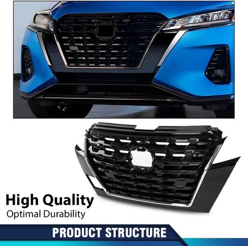 Pit66 Grille Chrome Shell W/Black Insert Plastic متوافق مع Nissan Sentra 2013-2015 More Pumper Grill 623103RM0A ، NI1200253 in Saudi Arabia
