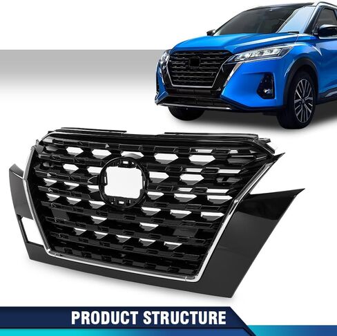 Pit66 Grille Chrome Shell W/Black Insert Plastic متوافق مع Nissan Sentra 2013-2015 More Pumper Grill 623103RM0A ، NI1200253 in Saudi Arabia