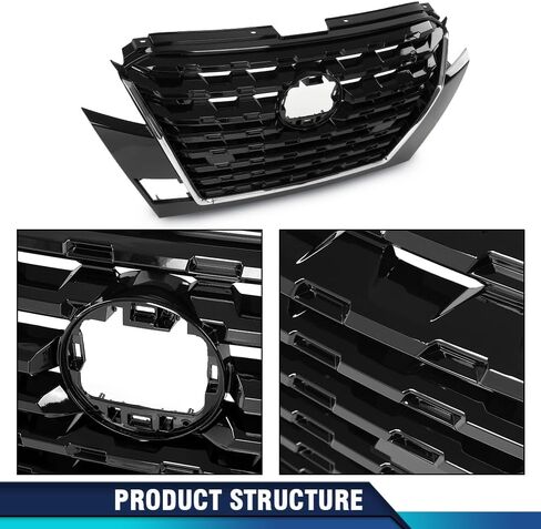 Pit66 Grille Chrome Shell W/Black Insert Plastic متوافق مع Nissan Sentra 2013-2015 More Pumper Grill 623103RM0A ، NI1200253 in Saudi Arabia