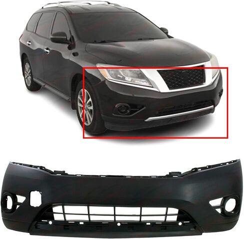 FITPARTS متوافقة مع الغلاف الأمامي COVER FASCIA 2013-2016 NISSAN PATHFINDER PLATINUM SL S SV HYBRID 13-16. تم تحضيره الجديد بدون ثقوب مستشعر ، مع ثقوب ضباب الضباب. NI1000288 620223KA0H in Saudi Arabia