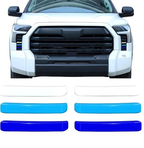 6pcs ل toyota tundra مصبغة تقليم في أسفل المصابيح الأمامية tricolor تقليم الشبكة الشبكة مديح الإكسسوارات اليسرى واليمنى (أحمر أصفر) in Kuwait
