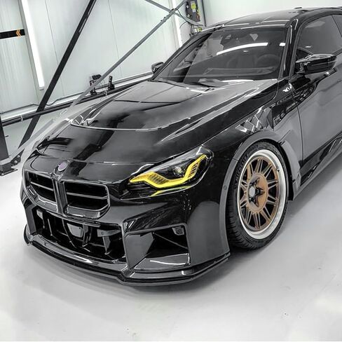 Car Front Bumper Spoiler Lip Kit for BMW 2 Series M2 G87 2023-2025 Gloss Black Carbon Fiber Look in Kuwait