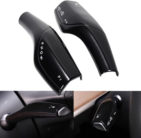 Car Wiper Shift Lever Cruise Cruise Cover Cover Deving Wheel Decoration Decoration ABS for Tesla Model 3 Model Y 2017-2023 (Black) in Saudi Arabia