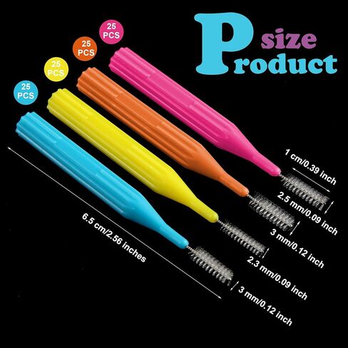 100 Pieces Braces Brush for Cleaner Interdental Brush Toothpick Dental Flossing Head Oral Hygiene Flosser Tooth Cleaning Tool (Light Blue, Yellow, Gray, Purple) in Saudi Arabia