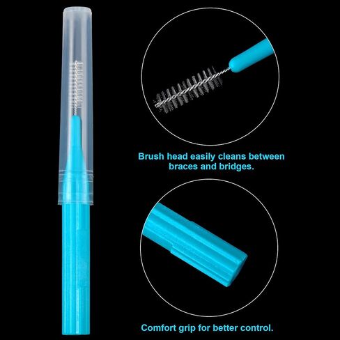 100 Pieces Braces Brush for Cleaner Interdental Brush Toothpick Dental Flossing Head Oral Hygiene Flosser Tooth Cleaning Tool (Light Blue, Yellow, Gray, Purple) in Saudi Arabia