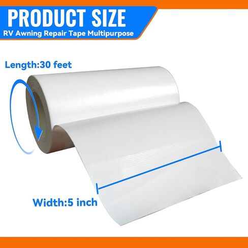 RV Awning Repair Tape for Tarp, Boat Covers Repair Tape,Tent, Sail Tape, Tear Repair Patch Kit, Waterproof, 3.15 Inch Wide 39FT Long, Reinforced Repair Tape in Saudi Arabia