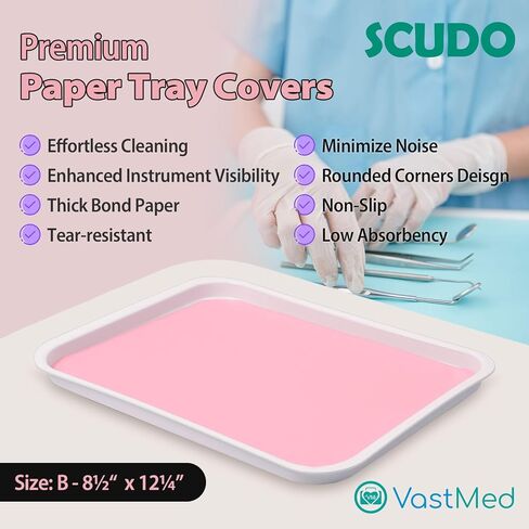 1000PCs Dental Grade Scudo Premium Paper Tray Covers Size B (8.5"x12.5") by VASTMED | Disposable Tray Covers for Dental Tray, Sterile Tattoo Tray, Surgery Tray in Kuwait