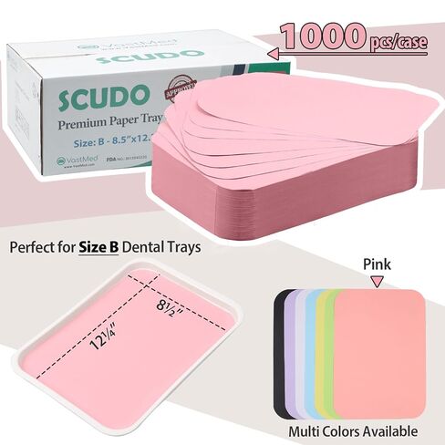 1000PCs Dental Grade Scudo Premium Paper Tray Covers Size B (8.5"x12.5") by VASTMED | Disposable Tray Covers for Dental Tray, Sterile Tattoo Tray, Surgery Tray in Kuwait