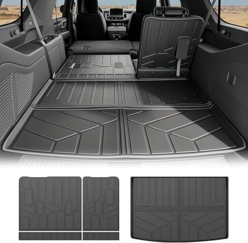 حصيرة شحن متوافقة مع 2021-2025 Chevy Suburban/GMC Yukon XL Cargo Liner Backrest Prestector Seatector for Chevrolet Suburban/GMC Yukon XL Accessories (21-25 Suburban/Yukon XL) in Kuwait
