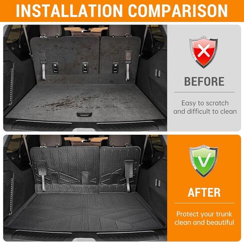 حصيرة شحن متوافقة مع 2021-2025 Chevy Suburban/GMC Yukon XL Cargo Liner Backrest Prestector Seatector for Chevrolet Suburban/GMC Yukon XL Accessories (21-25 Suburban/Yukon XL) in Kuwait