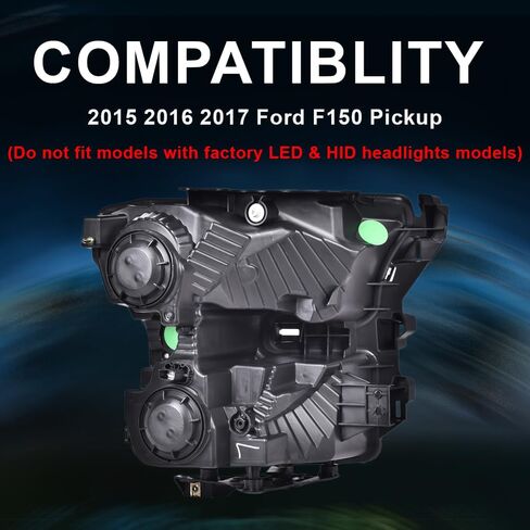 PIT66 Headlight Assembly Compatible with 2015 2016 2017 Ford F150 Replacement Head Lamps Left+Right Pair Headlamp Assembly Clear Lens Chrome Housing Clear Reflector in Saudi Arabia