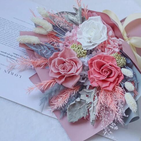 Preserved Flowers Bouquet, Red Roses for Delivery, Long Lasting Natural Flowers, Forever Flowers, Gifts for Her, Women, Wife, Mom, Grandma, Luxury Flower Bouquet Room Decorations in Saudi Arabia