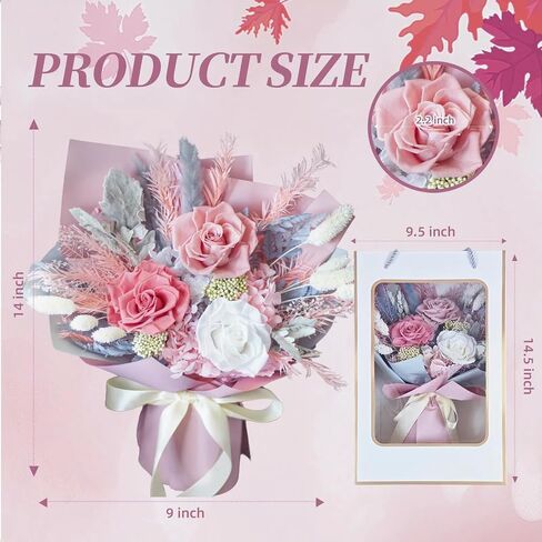 Preserved Flowers Bouquet, Red Roses for Delivery, Long Lasting Natural Flowers, Forever Flowers, Gifts for Her, Women, Wife, Mom, Grandma, Luxury Flower Bouquet Room Decorations in Saudi Arabia