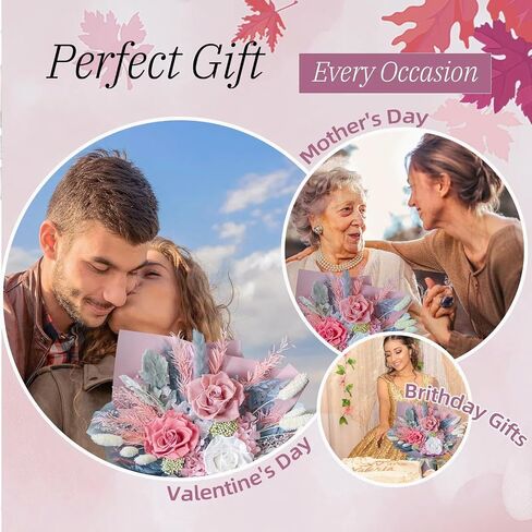Preserved Flowers Bouquet, Red Roses for Delivery, Long Lasting Natural Flowers, Forever Flowers, Gifts for Her, Women, Wife, Mom, Grandma, Luxury Flower Bouquet Room Decorations in Saudi Arabia