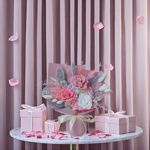 Preserved Flowers Bouquet, Red Roses for Delivery, Long Lasting Natural Flowers, Forever Flowers, Gifts for Her, Women, Wife, Mom, Grandma, Luxury Flower Bouquet Room Decorations in Saudi Arabia