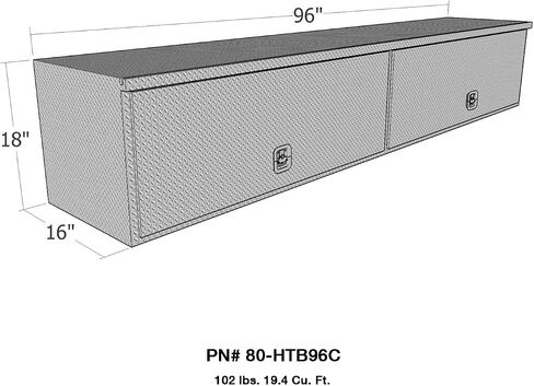 Brute 80-HTB96C Pro Series High Capacity HD Top Sider 16" x 96" Polished Aluminum Tool Box with Flip Up Doors in Saudi Arabia