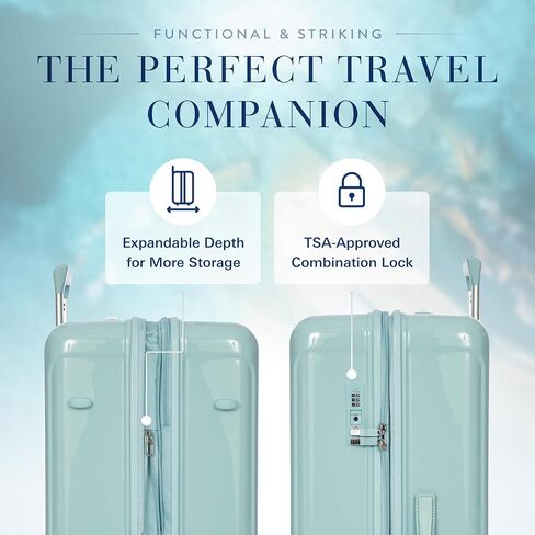 Bric's Positano 32-Inch Spinner - Expandable Luxury Checked Luggage With Spinner Wheels - Lightweight Suitcases Made From Durable Polycarbonate - Comes with Protective Cover - Light Blue in Saudi Arabia