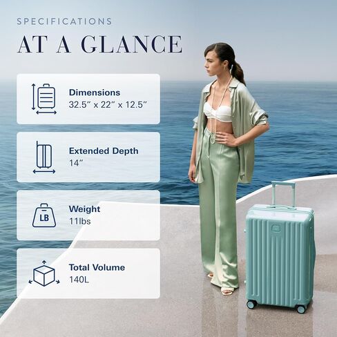 Bric's Positano 32-Inch Spinner - Expandable Luxury Checked Luggage With Spinner Wheels - Lightweight Suitcases Made From Durable Polycarbonate - Comes with Protective Cover - Light Blue in Saudi Arabia