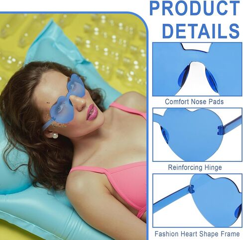 Heart Sunglasses 12/18/24 Pcs Heart Shaped Glasses for Women Cute Funny Party Glasses Party Favors Accessories in Kuwait