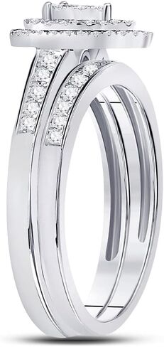 Jewels by Lux 10K الذهب الأبيض جولة Diamond Diamond-pear-hape خاتم الزفاف خاتم الزفاف مجموعة 1/3 CTTW ، الحجم النسائي: 5-9 in Saudi Arabia