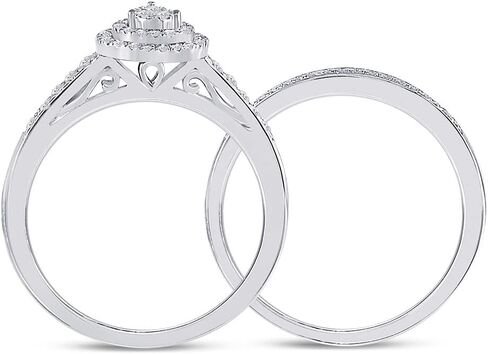 Jewels by Lux 10K الذهب الأبيض جولة Diamond Diamond-pear-hape خاتم الزفاف خاتم الزفاف مجموعة 1/3 CTTW ، الحجم النسائي: 5-9 in Saudi Arabia