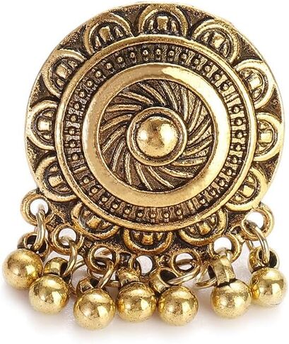 OIDIMS Bohemian Flower Statement Ring for Women Cluster Vintage Jhumka Jhumki Statement Tassel Dangling Ball Open Finger Rings Wedding Band Adjustable Indian Bollywood Dress Accessories Jewelry Gift in Saudi Arabia