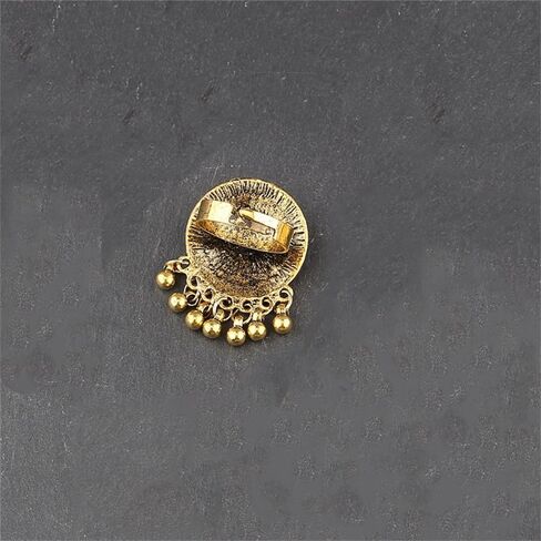 OIDIMS Bohemian Flower Statement Ring for Women Cluster Vintage Jhumka Jhumki Statement Tassel Dangling Ball Open Finger Rings Wedding Band Adjustable Indian Bollywood Dress Accessories Jewelry Gift in Saudi Arabia