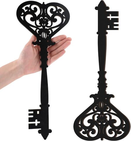 chunful 2 pcs مفاتيح جدار ديكور كبير الهيكل العظمي تسجيل علامة خمر عتيقة الحائط الخشبي الفن مزرعة الجدار علامة لغرفة النوم (13.78 × 5.91 بوصة ، أسود) in Saudi Arabia