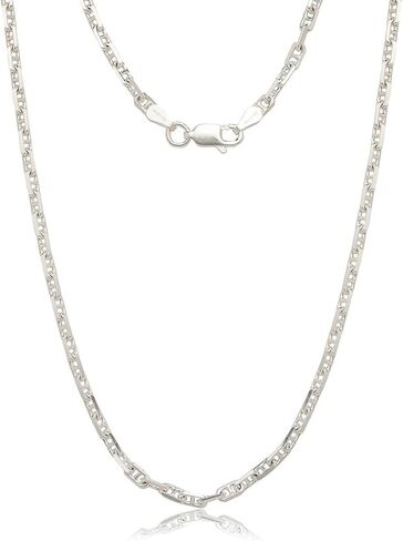 Jewelryweb sterling 925 Silver Italian 3mm Dimensional Anchor Mariner Chain Necklace (16-30 ") - مصنوعة في إيطاليا - سلسلة مرساة للرجال والنساء in Saudi Arabia