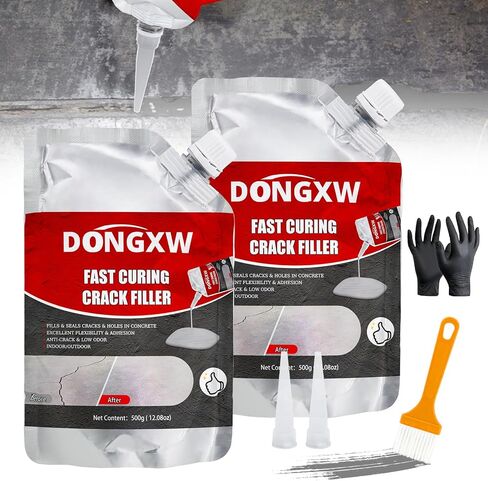 Concrete Crack Filler, Slab Concrete Crack Waterproof Repair Sealant, Caulking Glue Weather Resistant Type, Quick-Drying Sealing Adhesive, Caulking Glue for Concrete (2pcs, 1000g) in Saudi Arabia