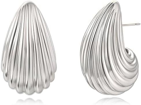Adusdrop Gold Hoop أقراط عصرية للنساء ، شل شل جوفاء Hyperallergenic 14K الذهب المطلي بالقطارات الهدية المجوهرات الأزياء الهدية in Kuwait