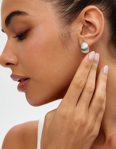 Adusdrop Gold Hoop أقراط عصرية للنساء ، شل شل جوفاء Hyperallergenic 14K الذهب المطلي بالقطارات الهدية المجوهرات الأزياء الهدية in Kuwait