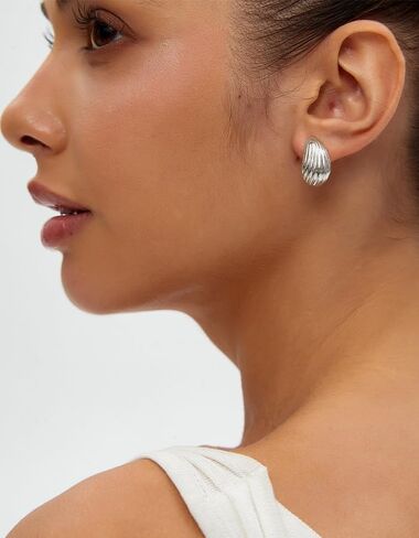 Adusdrop Gold Hoop أقراط عصرية للنساء ، شل شل جوفاء Hyperallergenic 14K الذهب المطلي بالقطارات الهدية المجوهرات الأزياء الهدية in Kuwait