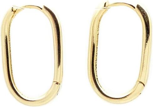 Deco Squared Hoop Gold Earrings - 18k Gold Plated, Small Water Friendly, Sweat Resistant and Hypoallergenic Rectangular U Hoops - Perfect for Birthday, Holiday, Weddings and Parties by SALTY CALI in Saudi Arabia