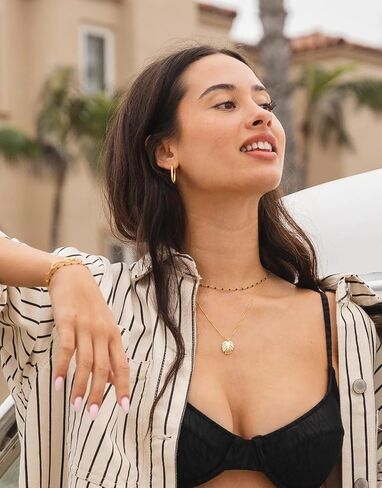 Deco Squared Hoop Gold Earrings - 18k Gold Plated, Small Water Friendly, Sweat Resistant and Hypoallergenic Rectangular U Hoops - Perfect for Birthday, Holiday, Weddings and Parties by SALTY CALI in Saudi Arabia