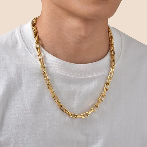 VNOX Silver Paperclip Necklace for Men, 7mm Solid Diamond-Cut Chunky Stainless Steel Anchor Link Chain Mens Necklaces Jewelry Gifts for Men Dad Boyferiend, 18/20/22/24 Inchs in Kuwait