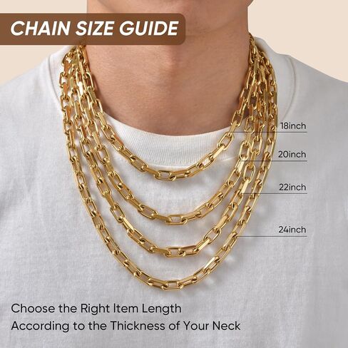 VNOX Silver Paperclip Necklace for Men, 7mm Solid Diamond-Cut Chunky Stainless Steel Anchor Link Chain Mens Necklaces Jewelry Gifts for Men Dad Boyferiend, 18/20/22/24 Inchs in Kuwait