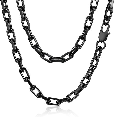 VNOX Silver Paperclip Necklace for Men, 7mm Solid Diamond-Cut Chunky Stainless Steel Anchor Link Chain Mens Necklaces Jewelry Gifts for Men Dad Boyferiend, 18/20/22/24 Inchs in Kuwait