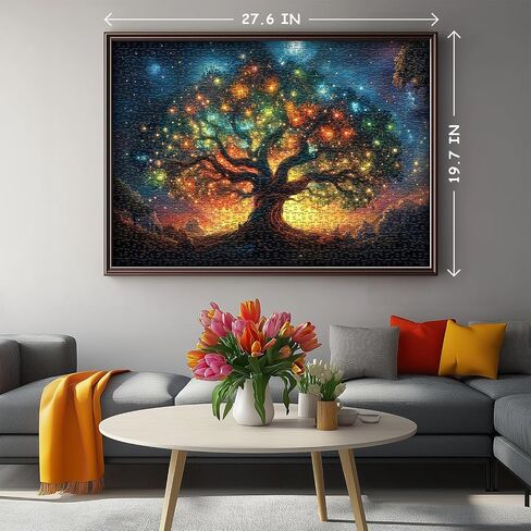 Rainbow Tree of Life Puzzles for Adults 1000 Pieces, Colorful Landscape Gradient Jigsaw Puzzle, Tree Nature Puzzle Scenery in Saudi Arabia