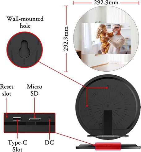 Digital Picture Frame WiFi Digital Photo Frame, IPS HD Display Touch Screen,16GB Storage, Slideshow, Wall Mountable, Auto-Rotate, Share Photos and Video via Uhale App in Kuwait