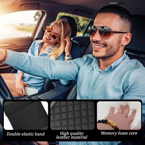 Car Armrest Cushion,Car Center Console,with Cup Holder,Mobile Phone Storage Slot,Tissue Pocket and Side Storage Pocket,Easy to Install,Suitable for Most Cars (Black) in Saudi Arabia