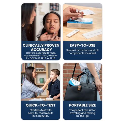 Flowflex® Plus COVID-19 and Flu A/B Home Test - (1 Package, 5 Tests) Flu A&B 3-in-1 Antigen Rapid Test, Results in 15 Minutes, FDA Authorized. Non-invasive Nasal Swab, Easy to Use with No Discomfort in Kuwait