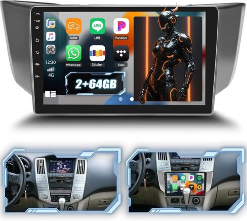 2+64G Android 13 Car Stereo for Lexus RX300 RX330 RX350 RX400H 2004-2009, 9" IPS Touchscreen in Dash GPS Radio with Mirror Link Navi WiFi Bluetooth FM RDS HiFi EQ SWC + Backup Camera in Kuwait
