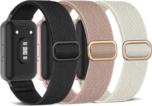 ViCRiOR 3 Pack Stretchy Nylon Solo Loop Watch Bands Compatible with Samsung Galaxy Fit 3, Elastic Braided Strap for Galaxy Fit 3 Band SM-R390 Women Men in Kuwait