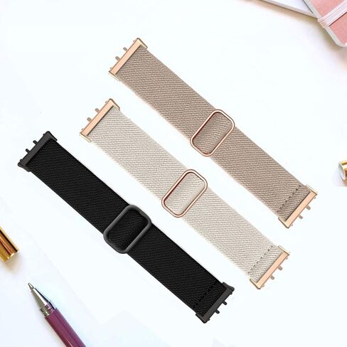 ViCRiOR 3 Pack Stretchy Nylon Solo Loop Watch Bands Compatible with Samsung Galaxy Fit 3, Elastic Braided Strap for Galaxy Fit 3 Band SM-R390 Women Men in Kuwait